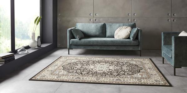 Orientalischer Kurzflor Teppich Skazar Isfahan Creme Braun - 200x290x0,9cm