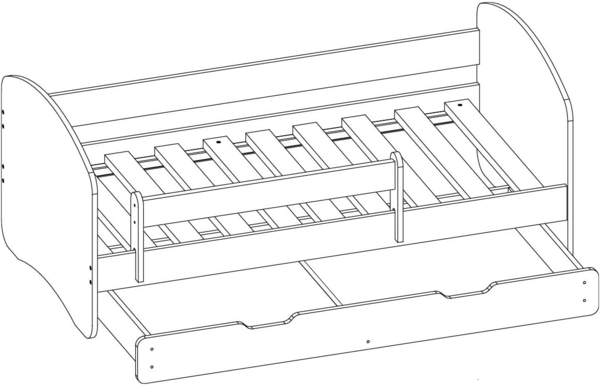 ACMA Kinderbett Jugendbett mit Einer Schublade und Matratze Blau mit Rausfallschutz Lattenrost II 140x70 160x80 180x80 (42 Traktor, 180x80 + Bettkasten) Bild 5