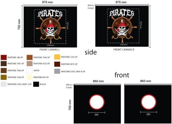 Spielbett Pino mit Textilset "Pirates", Kiefer massiv weiss Bild 3
