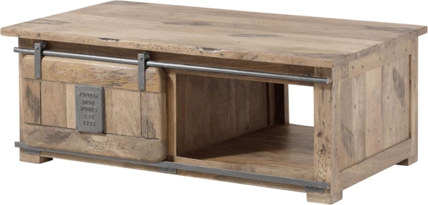 Massivmoebel24 Couchtisch RAILWAY (Couchtisch Mango 120x70x45 whitewash lackiert RAILWAY #3007)