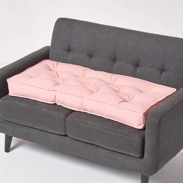 Homescapes Sitzkissen Sitzauflage für Zweisitzer-Sofa 100 x 48 cm – dickes Sitzkissen rosa