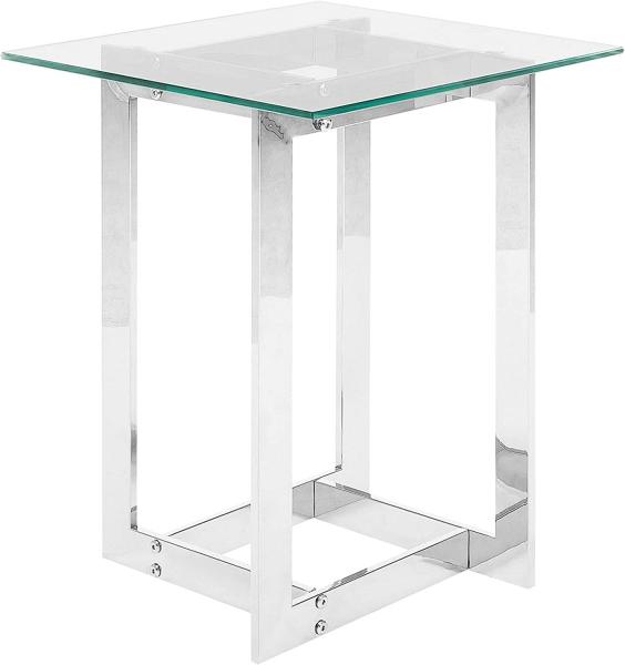 Beistelltisch Glas Silber quadratisch 40x40 cm CRYSTAL