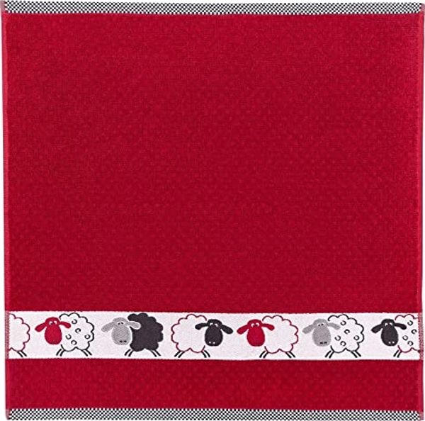 Kracht Küchen Textilien Schäfchen|Baumwoll Küchentuch 50x50 cm rot 3er Pack
