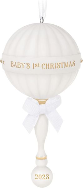 Hallmark Keepsake Weihnachtsschmuck 2023 Baby's First Christmas Porzellan Baby Rassel Baby Geschenk