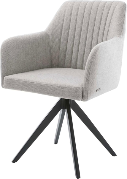 Esszimmerstuhl Greg-Flex Stripes Hellgrau Kreuzgestell kantig Schwarz Taschenfederkern