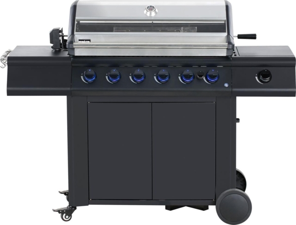 Primaster 'Mendoza 6100' Gasgrill, 5 Brenner, Thermometer, Edelstahl Schwarz/Silber, 125 x 170 x 59 cm