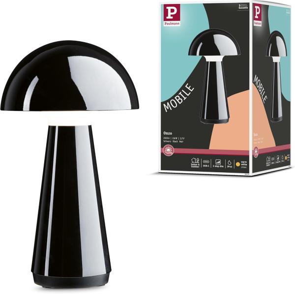 Paulmann 76994 LED Akkuleuchte Onzo 2700K IP44 3-Step-Dim schwarz