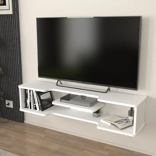 TV-Lowboard hängend Yrela 120x30x26 cm Weiß [en. casa]