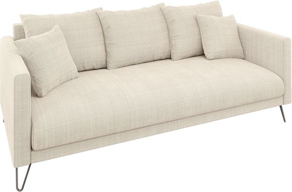S-Style Möbel 3-Sitzer Sofa Harmony aus Chenille-Stoff mit Hohen Schwarzen Metallfüßen, mit Wellenfederung