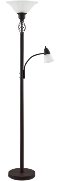 Lucande Stehlampe Dunja, Metall, Braun IP20, 1 x 15 W LED E27 + 1 x 10 W LED E14