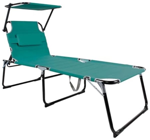 XXL Aluminium Gartenliege Sonnenliege Aqua Dach und Kissen L200xB70cm
