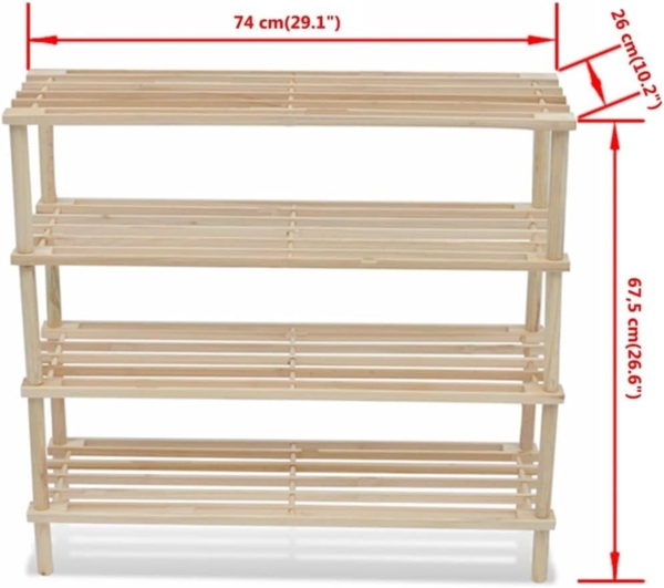 vidaXL Schuhregale mit 4 Böden 2 Stk. Massivholz Tanne 241066 Bild 2