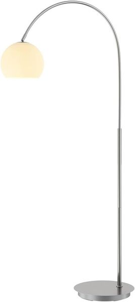 Lindby Bogenlampe Cynthia, Glas Alu IP20, 1x15 W LED