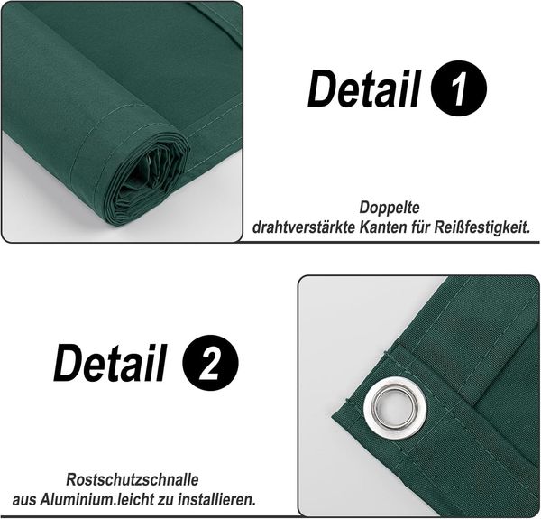 SUNNY GUARD Balkon Sichtschutz 65x900 cm Balkonverkleidung Balkonabdeckung Balkonumspannungen,UV-Schutz,Wind und wasserdicht,Geeignet für Balkon,Garten,mit Kabelbinder,Verde,Benutzerdefinierte Bild 3