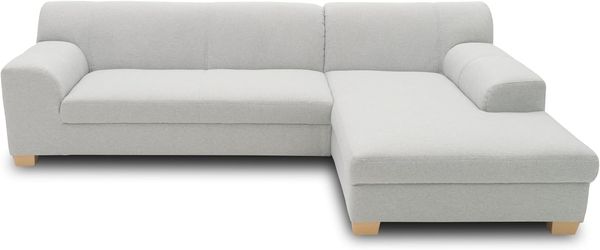 DOMO Collection Ecksofa Tinos, Sofa in L-Form, Eckcouch, Couch Ecke, L-Sofa, 273x157 cm in silber