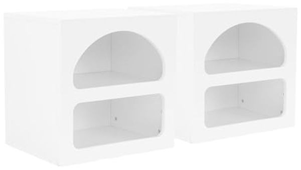 Vente-unique - LUELA Bedside table Holz, Platte Weiß - B 40 cm x H 50 cm x L 50 cm