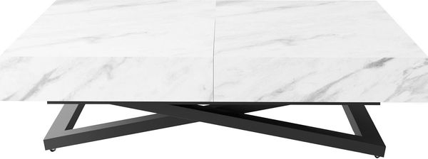 WFL GROUP Couchtisch Cavetta U höhenverstellbar ausziehbar mit schwarzen Metallbeinen (erhältlich in einer Größe – 120x80x27-76 cm, ausziehbar auf 200 cm), industrial Tisch in Holzoptik für Küche, Esszimmer oder Wohnzimmer