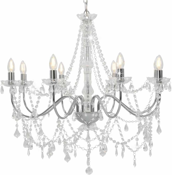 vidaXL Kronleuchter mit Perlen Silbern 8 x E14-Fassungen 281606