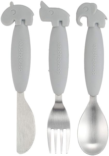 Done by Deer Essbesteck YummyPlus Easy grip Set grey