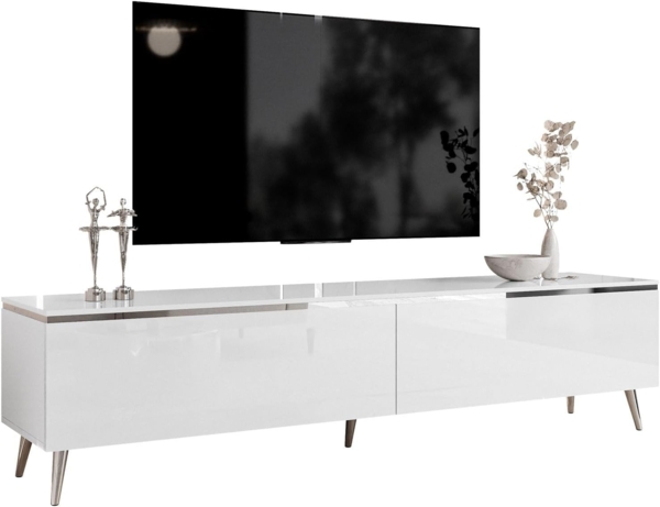 Lookway TV-Schrank AURORA SILVER auf Beinen und LED Beluchtung Breite: 180 cm
