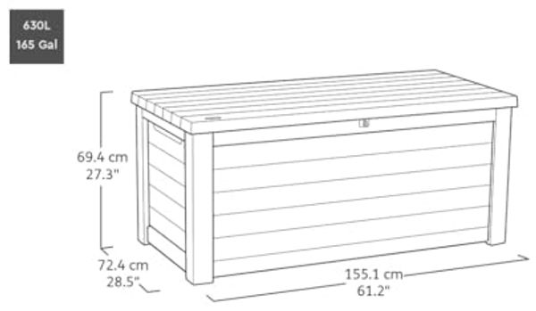 Keter Gartenbox "NORTHWOOD" 623L 157x72x69cm Deckel bis 270kg belastbar, abschließbar Bild 5
