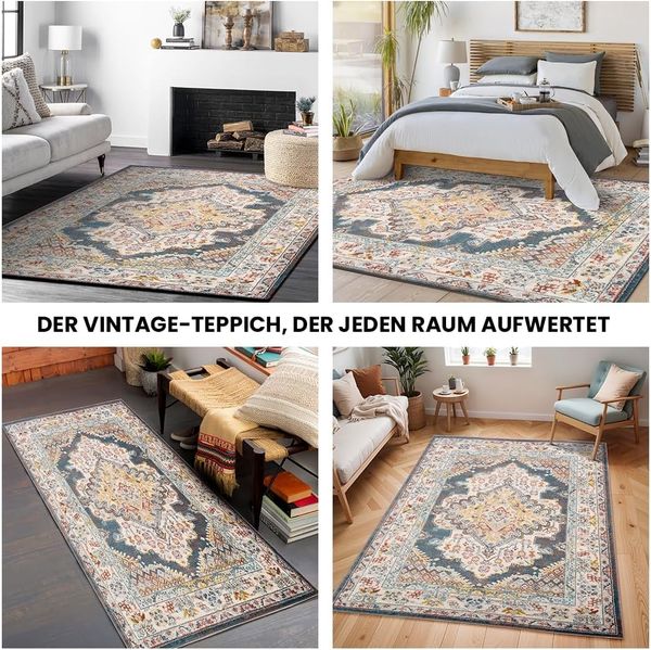 Livabliss Teppich CASABLANCA, rechteckig, Höhe: 12 mm, Vintage Orientteppich, Kurzflor Boho Wohnzimmerteppich, Läufer Bild 5