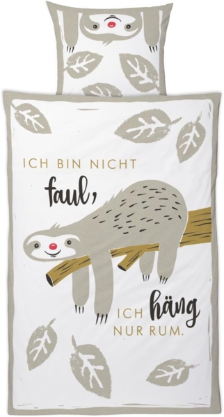 Sheepworld - Bettwäsche "Faultier" Baumwolle 135x200cm + 80x80cm Bettbezug 45175