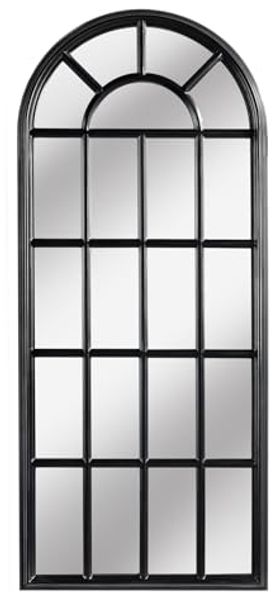 riess-ambiente Wandspiegel CASTILLO 140cm schwarz (Einzelartikel, 1-St), Wohnzimmer · groß · halbrund · mit Rahmen · Fenster-Design · Deko
