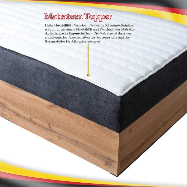 Boxspringbett Doppelbett LOFT 1 - Das perfekte Bett für Ihr Schlafzimmer. 160x200 cm Bett mit Bonellmatratze, mit Bettkasten für Bettwäsche und Topper. Bett mit Kopfteil. (LOFT 1 SHWARZ, 160x200) Bild 6