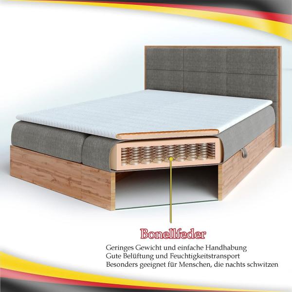 Boxspringbett Doppelbett LOFT 1 - Das perfekte Bett für Ihr Schlafzimmer. 160x200 cm Bett mit Bonellmatratze, mit Bettkasten für Bettwäsche und Topper. Bett mit Kopfteil. (LOFT 1 SHWARZ, 160x200) Bild 4