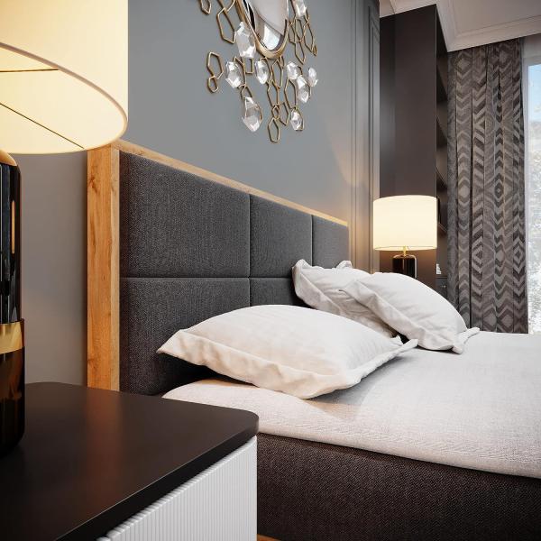 Boxspringbett Doppelbett LOFT 1 - Das perfekte Bett für Ihr Schlafzimmer. 160x200 cm Bett mit Bonellmatratze, mit Bettkasten für Bettwäsche und Topper. Bett mit Kopfteil. (LOFT 1 SHWARZ, 160x200) Bild 3