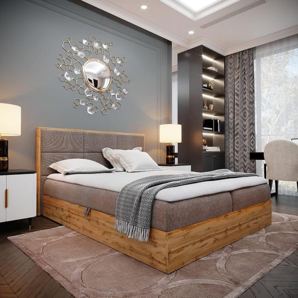 Boxspringbett Doppelbett LOFT 1 - Das perfekte Bett für Ihr Schlafzimmer. 140x200 cm Bett mit Bonellmatratze, mit Bettkasten für Bettwäsche und Topper. Bett mit Kopfteil. (LOFT 1 BRAUN, 140x200)