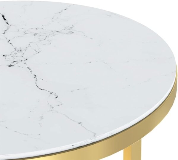 vidaXL Beistelltisch Golden und Weiße Marmor-Optik 45 cm Hartglas 331664 Bild 7