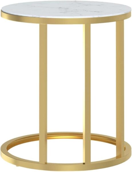 vidaXL Beistelltisch Golden und Weiße Marmor-Optik 45 cm Hartglas 331664 Bild 5