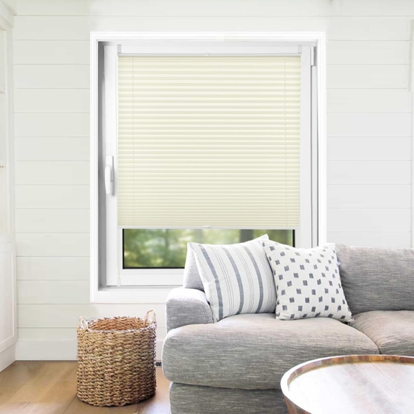 Plisseerollo ohne Bohren Klemmfix 65x120 cm(BxH) Beige Jalousie Sonnenschutz Easyfix Faltrollo Lichtdurchlässig Rollo für Fenster & Tür Bild 8