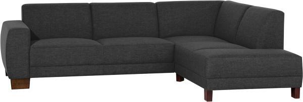 Blackpool Ecksofa Flachgewebe Leinenoptik Schwarz Buche Nussbaumfarben