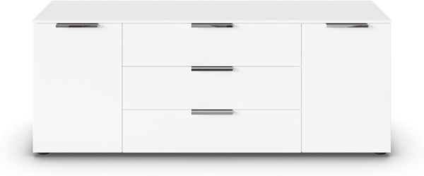 Rauch Möbel Flipp, Sideboard, TV-Schrank, Kommode mit Stauraum, Alpinweiß, 2-türig, 3 Schubkästen, Griffe Chrom, 160 x 61 x 42 cm Bild 3