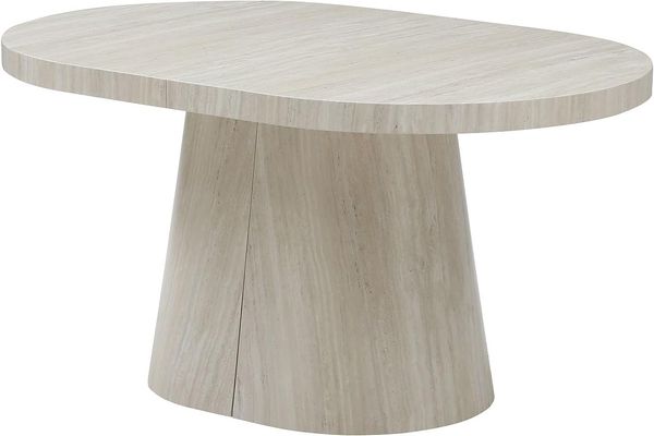 Vente-unique 'CLOEVA' Ausziehbarer Esstisch, für 6 bis +12 Personen, Travertin-Effekt, MDF Beige, 76 x 100 x 300 cm