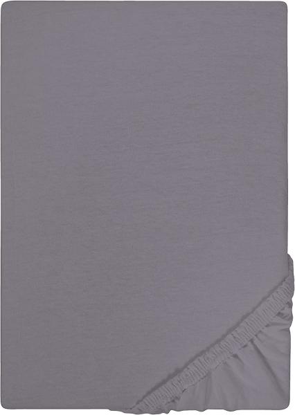 Biberna Jersey-Spannbetttuch, 100 % Baumwolle, Silber / Grau, 1x 140x200 cm - 160x200 cm