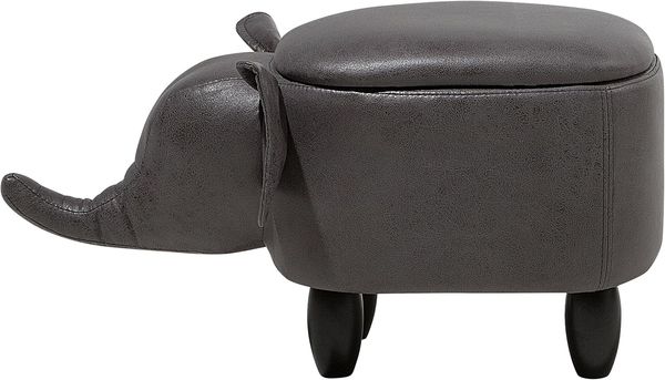 Beliani Pet pouffe with storage dark gray eco leather ELEPHANT Bild 4