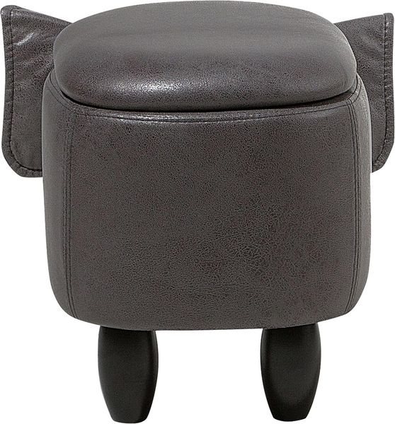 Beliani Pet pouffe with storage dark gray eco leather ELEPHANT Bild 6