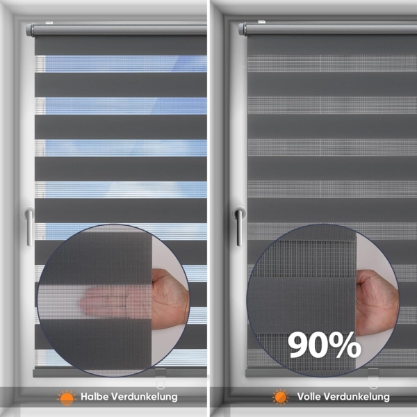 Sekey Doppelrollo Klemmfix ohne Bohren Doppelrollo Duo Rollo Schnurlos Rollo Faltrollo 85x130 cm, Dunkelgrau Bild 4