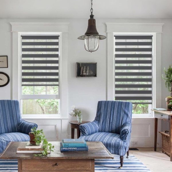 Sekey Doppelrollo Klemmfix ohne Bohren Doppelrollo Duo Rollo Schnurlos Rollo Faltrollo 85x130 cm, Dunkelgrau Bild 7