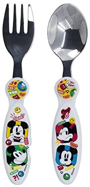 Disney Mickey Mouse Kinderbesteck Kinder Besteck-Set Mickey Mouse Micky Maus 2-teilig Gabel, Löffel (2-tlg)