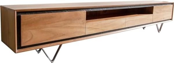 Lowboard Stonegrace 240 cm Akazie Natur 2 Türen 1 Fach 2 Schubladen Steinfurnier V-Fuß
