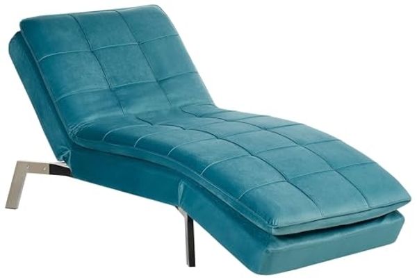 Chaiselongue Samtstoff blaugrün verstellbar LOIRET