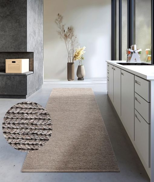 Villeroy & Boch 'Francois' Wollteppich, Höhe: 7 mm, handgewebt, weiche Wolle, Linen, 80x200 cm