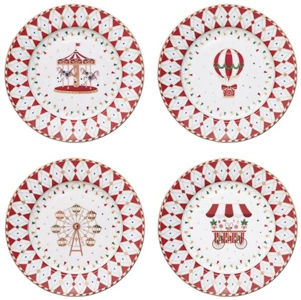 MamboCat Frühstücksteller 4x Christmas Wonderland Kuchenteller verschiedene Dekor Porzellan