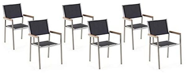 Gartenstuhl 6er Set GROSSETO Edelstahl Schwarz