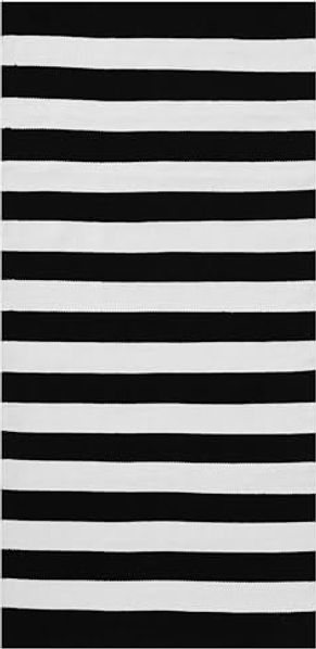 Outdoor Teppich schwarz-weiß 80 x 150 cm Streifenmuster Kurzflor TAVAS